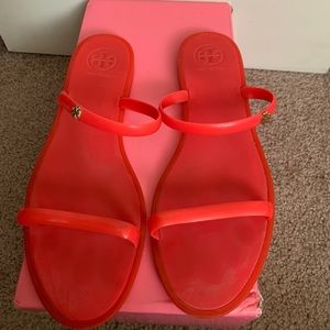Tory Burch Hot Pink Double Strap Jelly Slides 8